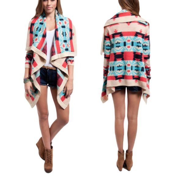 Moon Collection Sweaters - Moon Collection Emily Aztec Tribal Cardi Sweater